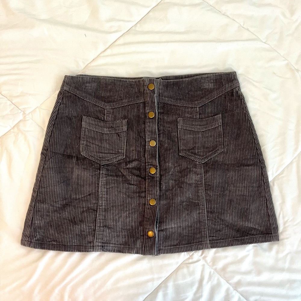 Dark gray corduroy mini skirt